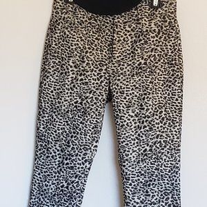NWT Banana Republic Black & Silver Metallic Animal Print Cropped Pants